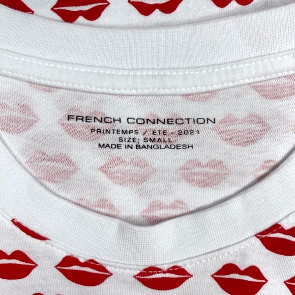French Connection Red Lips Graphic Short Sleeve Tee Shirt - Picture 6 of 7